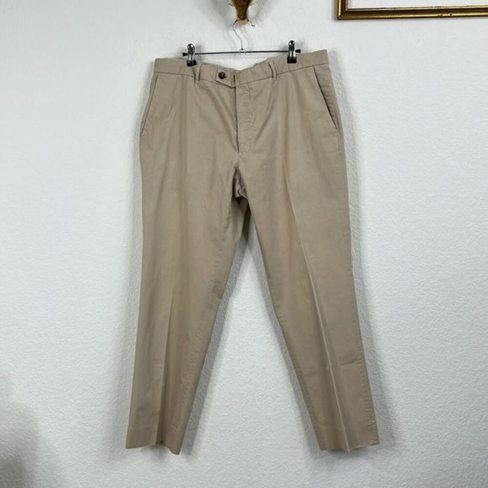 Tom Ford Side Tab Button Cotton Flat Front Khakis Mens